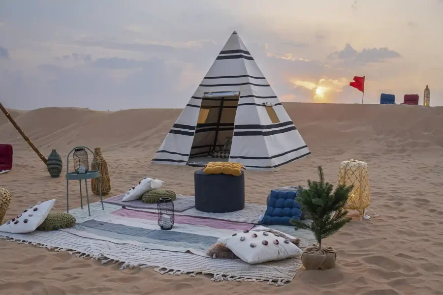 overnight desert camping setup